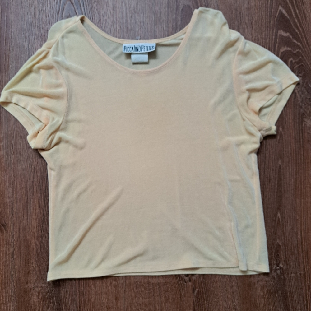 Vintage 90's Butter Yellow Drapey T-Shirt Made in USA